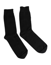 Dolce & Gabbana Black Solid Stretch Mid Calf Men Socks